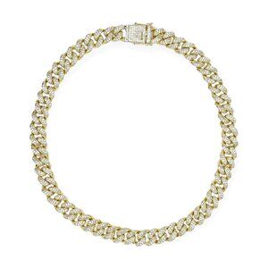 Special Occassion!! Gold Chain 12mm Necklace With Pave CZ’s All Over, Lo…